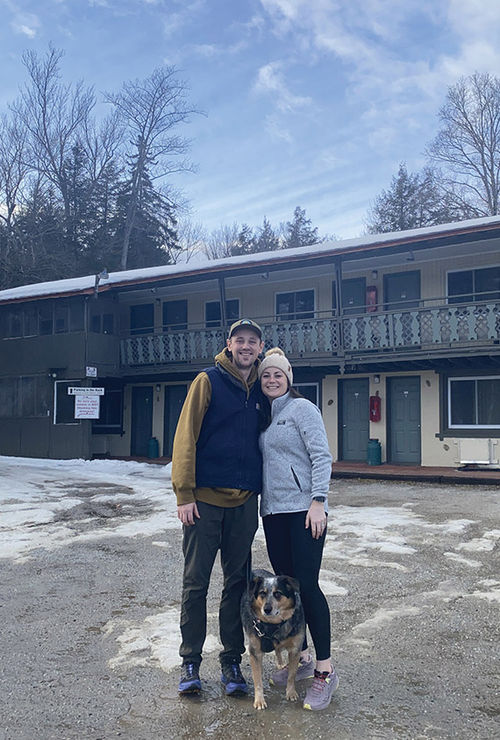 Brett and Casey McManus in front of the rundown Killington motel that they purchased in early 2024, which they've since renovated and relaunched as the Après Inn Brett and Casey McManus in front of the rundown Killington motel that they purchased in early 2024, which they've since renovated and relaunched as the Après Inn