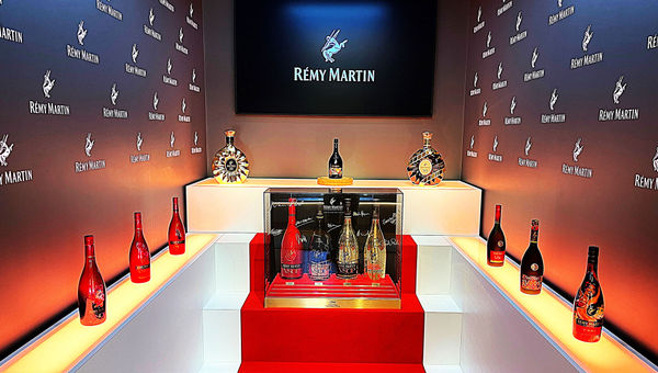 Designs of high-end cognac bottles on display at Remy Martin House. Designs of high-end cognac bottles on display at Remy Martin House.