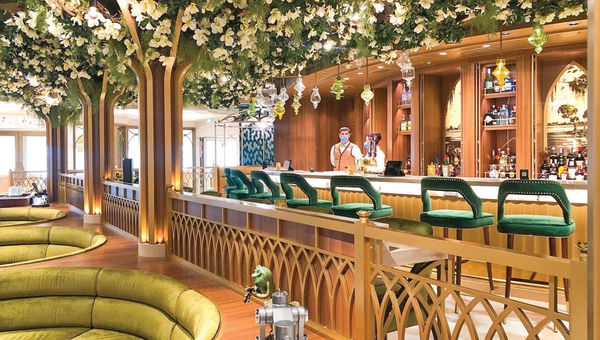 New Orleans-themed bar The Bayou is topped by a canopy of magnolias and lily pads. New Orleans-themed bar The Bayou is topped by a canopy of magnolias and lily pads.