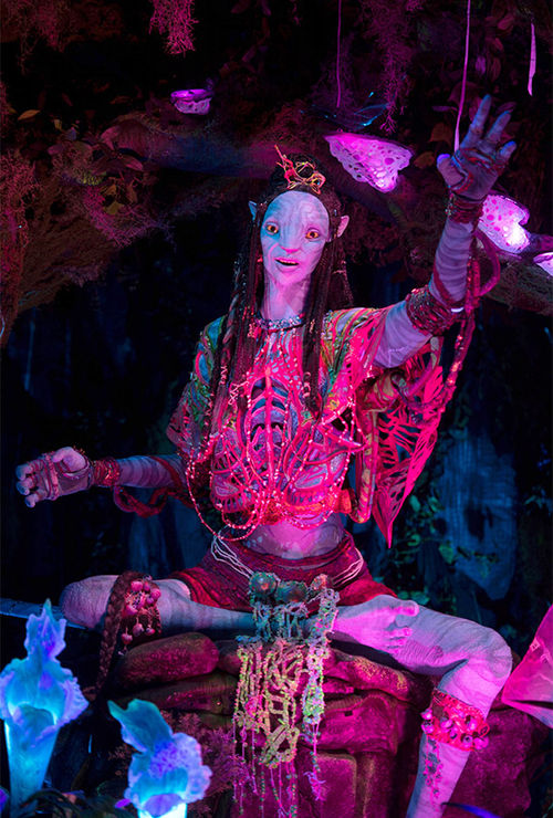 The Na'vi shaman audio-animatronic figure featured on the attraction Na'vi River Journey in Pandora -- The World of Avatar. The Na'vi shaman audio-animatronic figure featured on the attraction Na'vi River Journey in Pandora -- The World of Avatar.