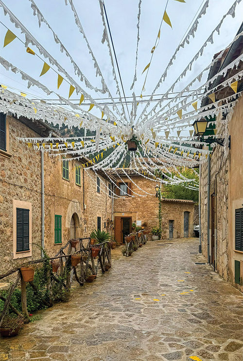 Valldemossa's cobblestone streets and stone houses. Valldemossa's cobblestone streets and stone houses.